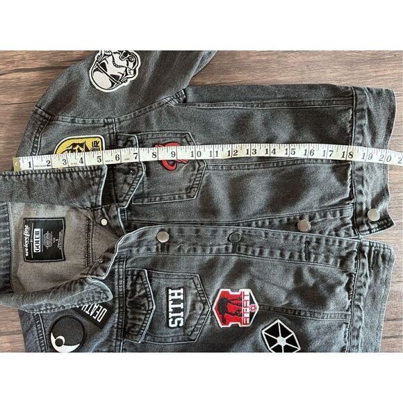 We Love Fine by Goldie Star Wars Patchwork Denim Jacket Black Sith Darkside Smal - Picture 9 of 10